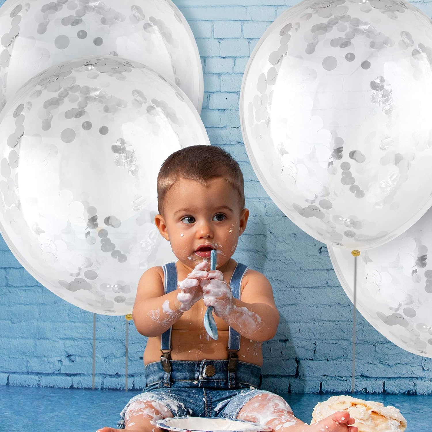 10 globos de confeti con purpurina de 18 pulgadas, globos de papel con puntos de confeti, globos grandes de látex de confeti brillante para