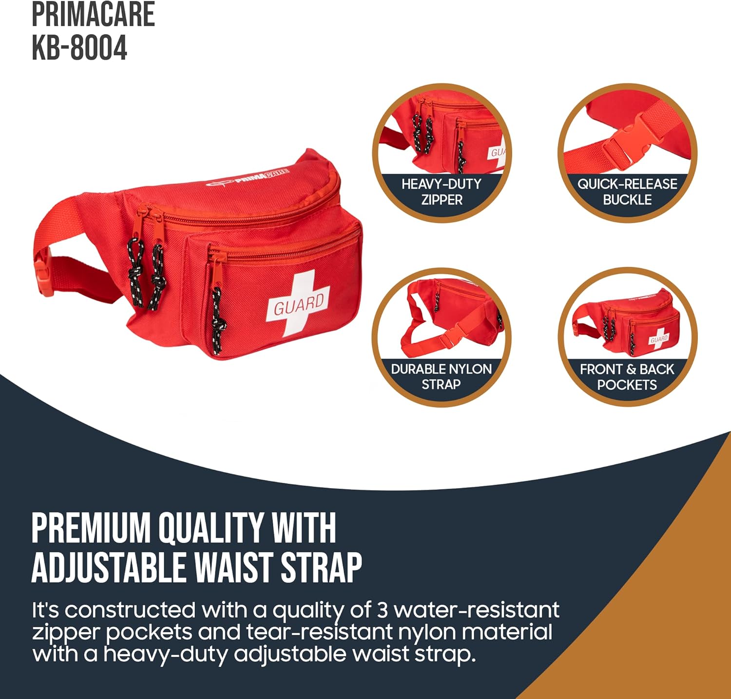 Primacare KB-8004 canguera de primeros auxilios, color rojo