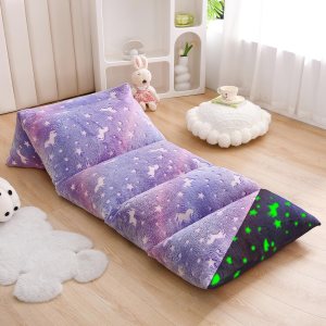 Mengersi Almohadas de terciopelo para suelo, de unicornio que brilla en la oscuridad, funda para tumbona para niños, niñas, niños, colchoneta para Mengersi Almohadas de terciopelo para suelo, de unicornio que brilla en la oscuridad, funda para tumbona para niños, niñas, niños, colchoneta para