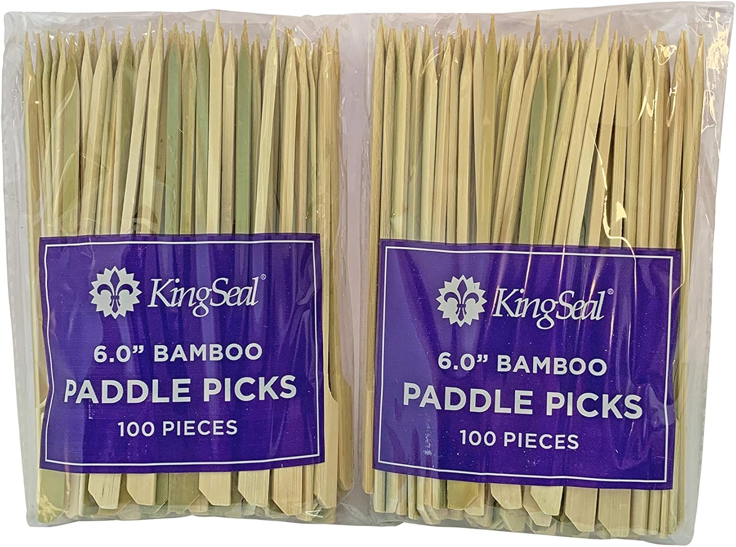 KingSeal Palillos de madera de bambú verde natural, brochetas para aperitivos y cócteles, 6.0 pulgadas, 2 paquetes de 100 unidades cada uno (200