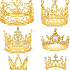 Decoración para pastel de corona dorada, 6 piezas para pastel de feliz cumpleaños, decoraciones de corona de princesa, mini coronas para arreglos Decoración para pastel de corona dorada, 6 piezas para pastel de feliz cumpleaños, decoraciones de corona de princesa, mini coronas para arreglos