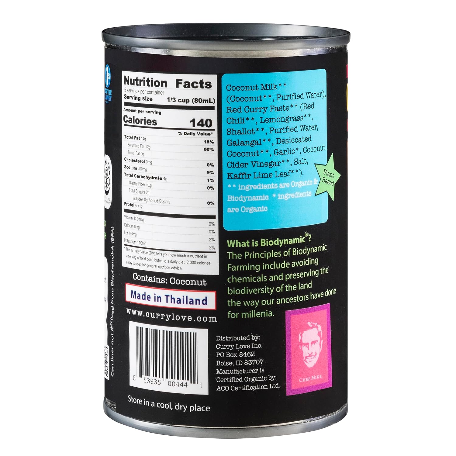 Salsa de curry tailandés rojo biodinámico y orgánico  caja de 6 latas de 13.5 onzas líquidas