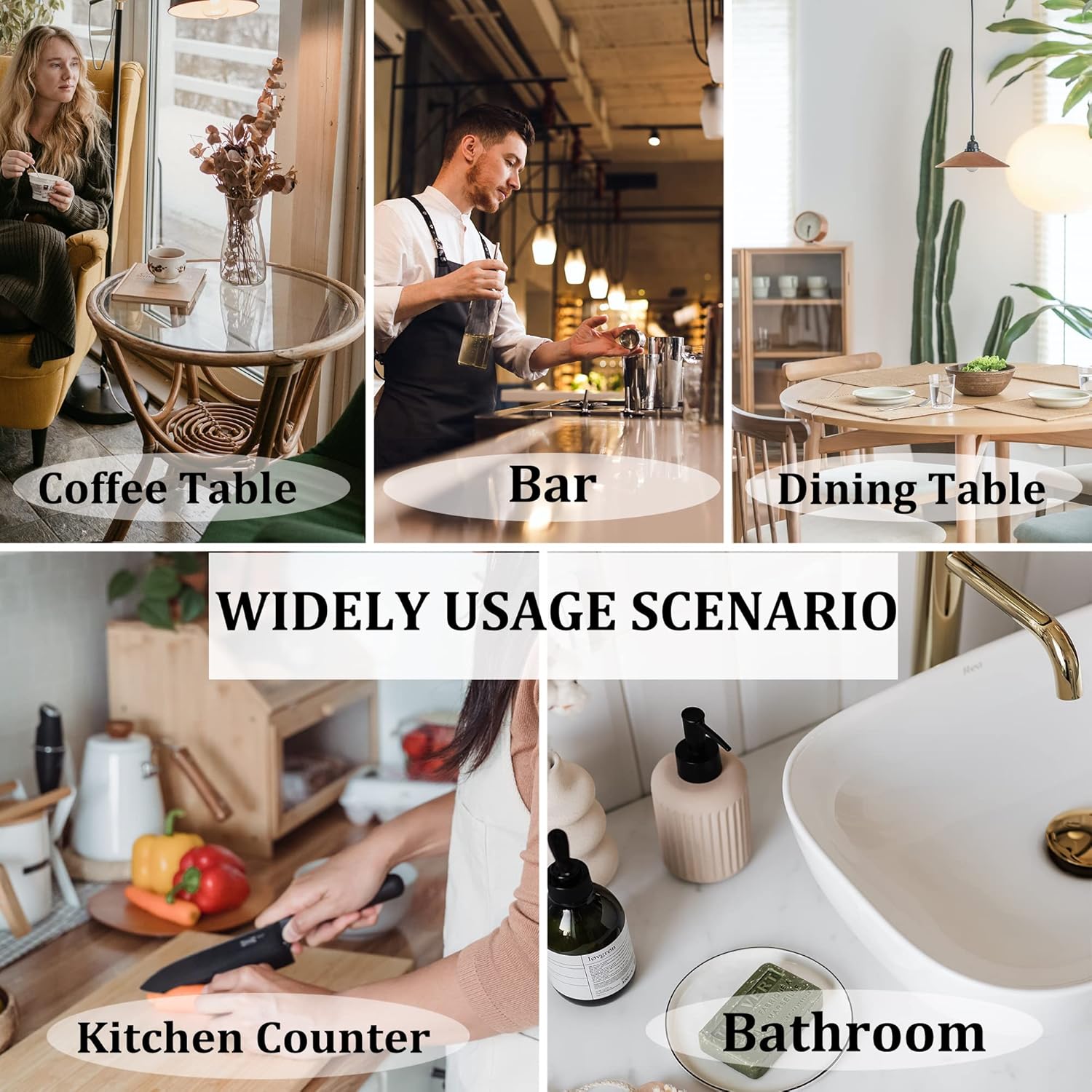 Hanobe Bandejas decorativas negras para mesa de centro, bandeja otomana grande de MDF para sala de estar, baño, cafetería, decoración moderna con