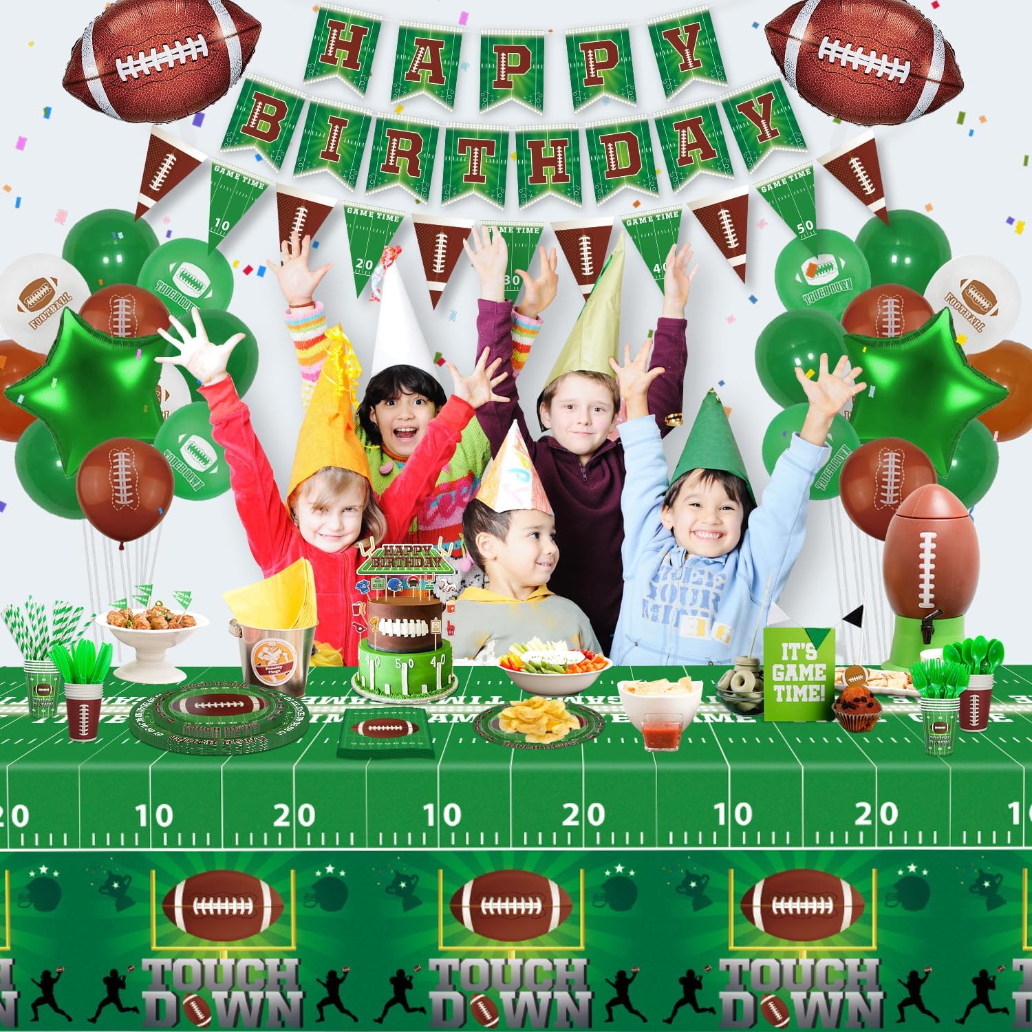 Paquete de 229 decoraciones de fiesta de cumpleaños de fútbol, suministros para fiestas de fútbol, decoración de fiesta de fiesta de juegos