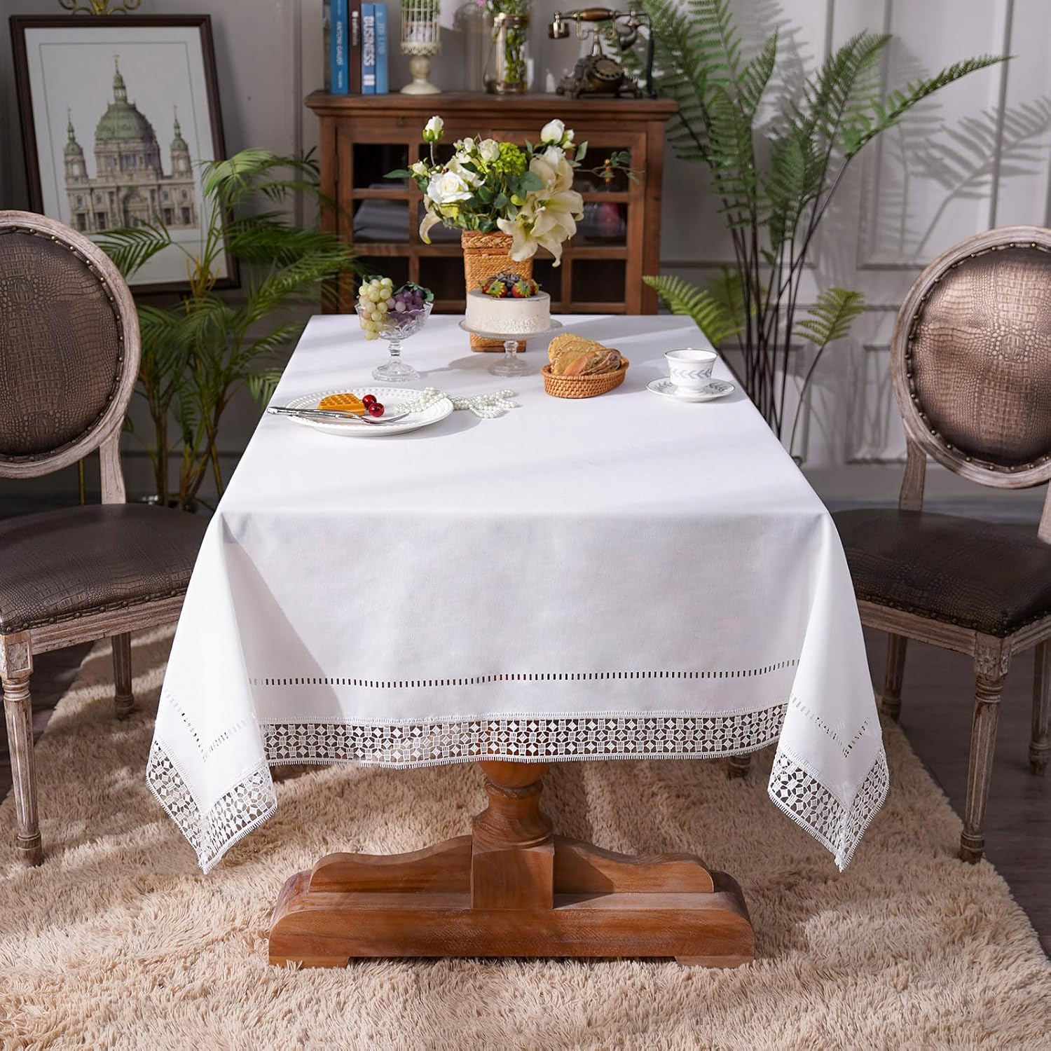 ARTABEL – Manteles de mesa de trabajo cortados con encaje láser troquelado a láser, exquisitos vintage, Shabby Chic para mesas largas de cena de
