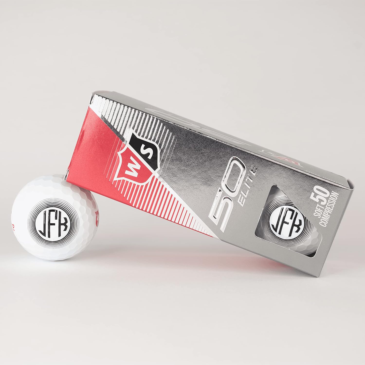 Pelotas de golf personalizadas, manga de 3 pelotas de golf Wilson Staff Elite, diseños monogramados personalizados añaden tu nombre e iniciales