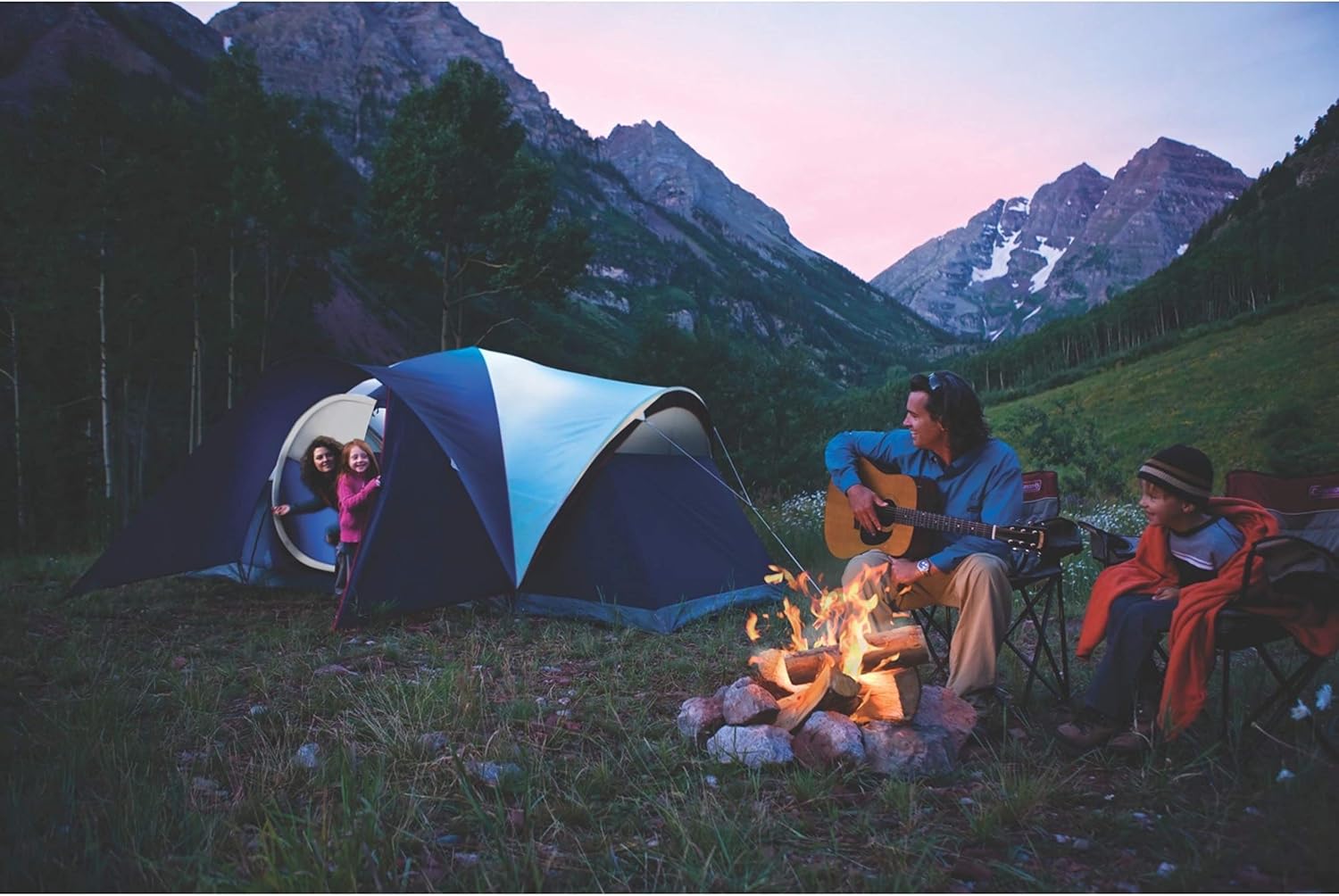 Coleman Elite Montana – Tienda de campaña con luces LED, resistente a la intemperie para 8 personas con bolsa de transporte incluida, lluvia,