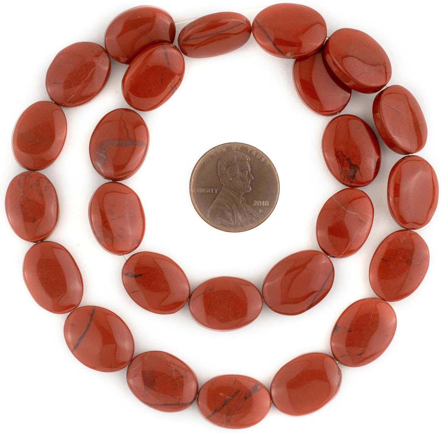 TheBeadChest – Cuentas ovaladas planas de jaspe rojo de 0.591 x 0.472in, piedra preciosa de 19.5 pulgadas