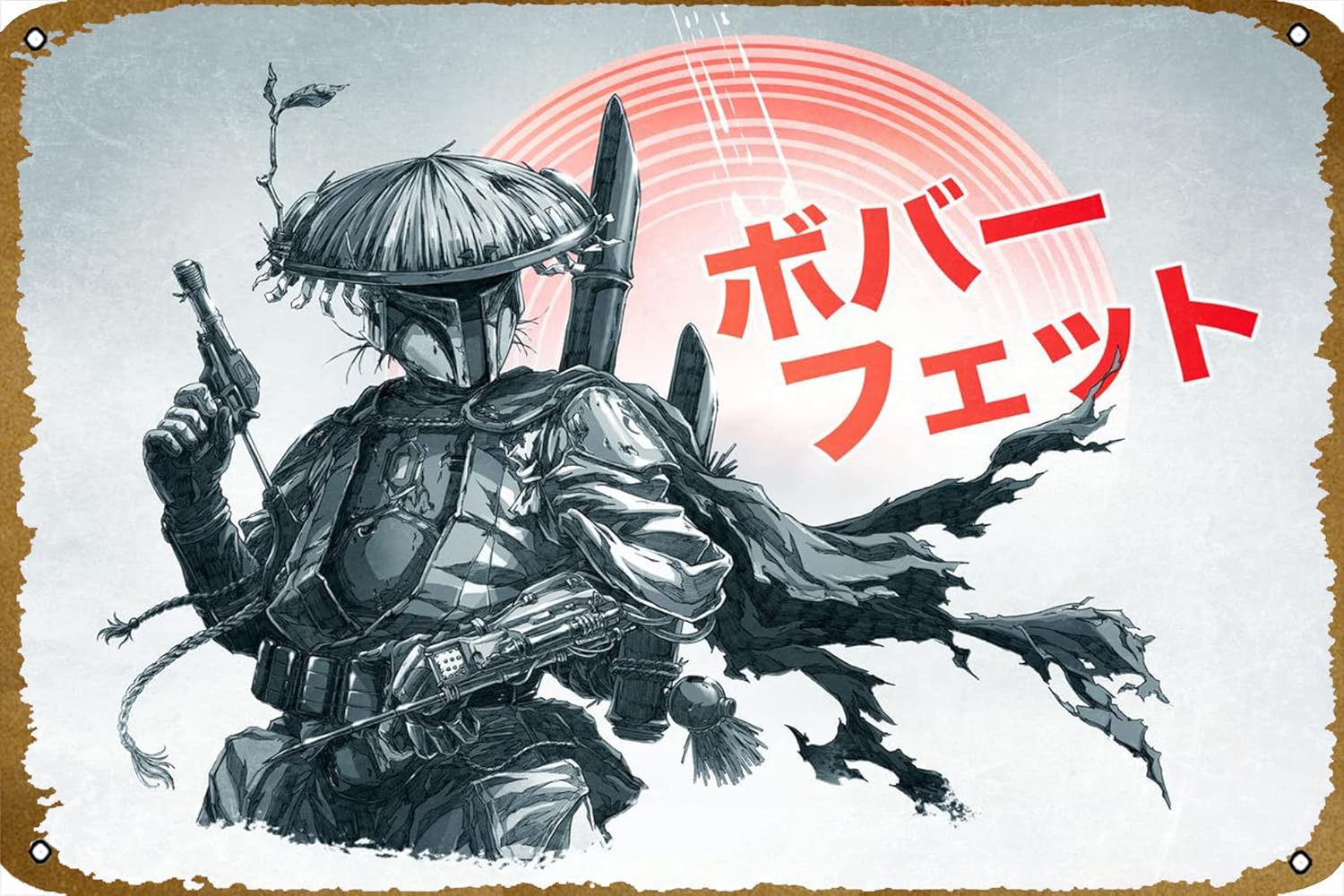 Boba Fett Samurai Visions – Cartel de metal horizontal de la película de 8 x 12 pulgadas, decoración de pared, regalos para el hogar, calle, bares,