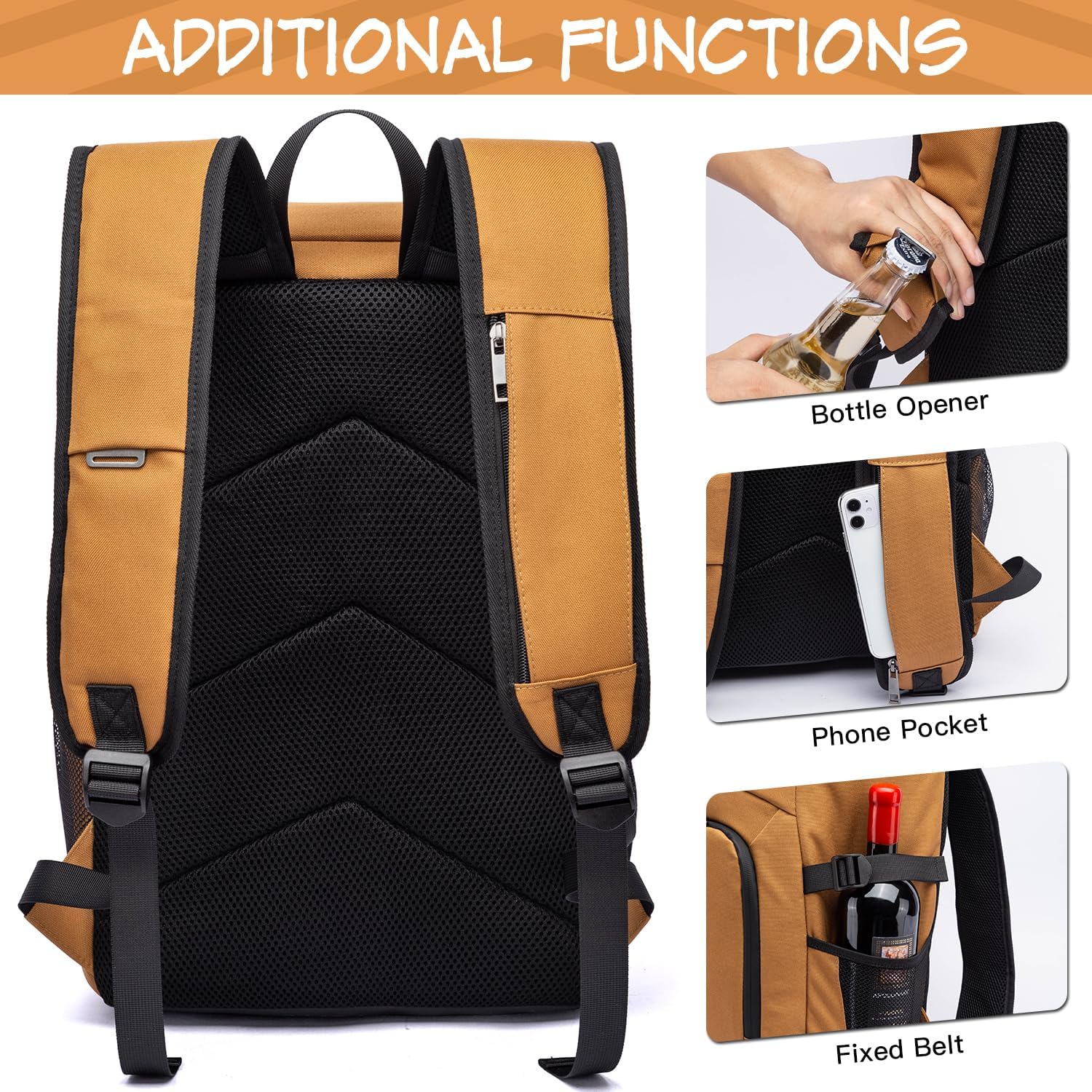 Laripwit Mochila térmica para 5440 latas, aislada, a prueba de fugas, mochila grande de almuerzo de doble cubierta para hombres y mujeres, bolsa