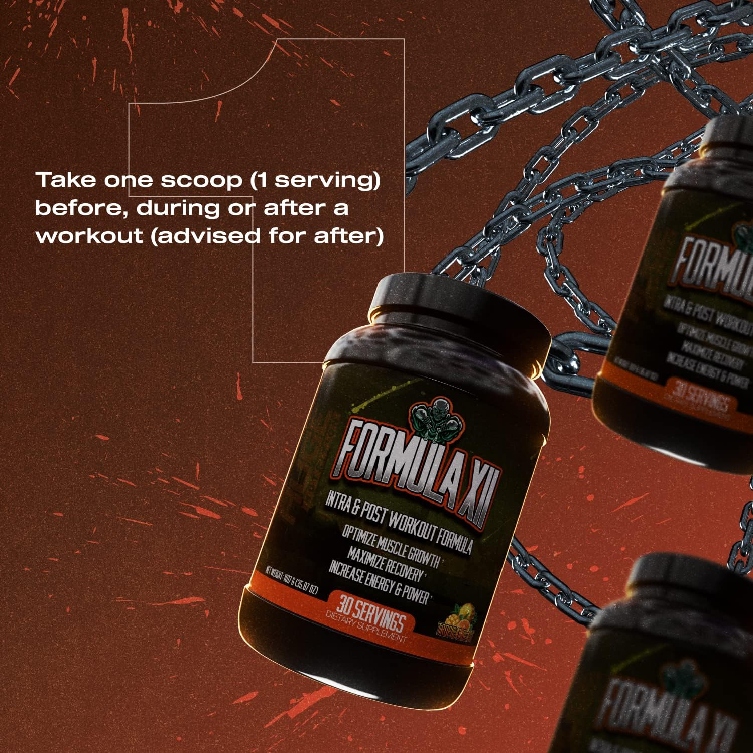 Suplementos enormes, fórmula XII Intra Workout Suplemento en polvo con fórmula de recuperación después del entrenamiento, ayuda a construir masa