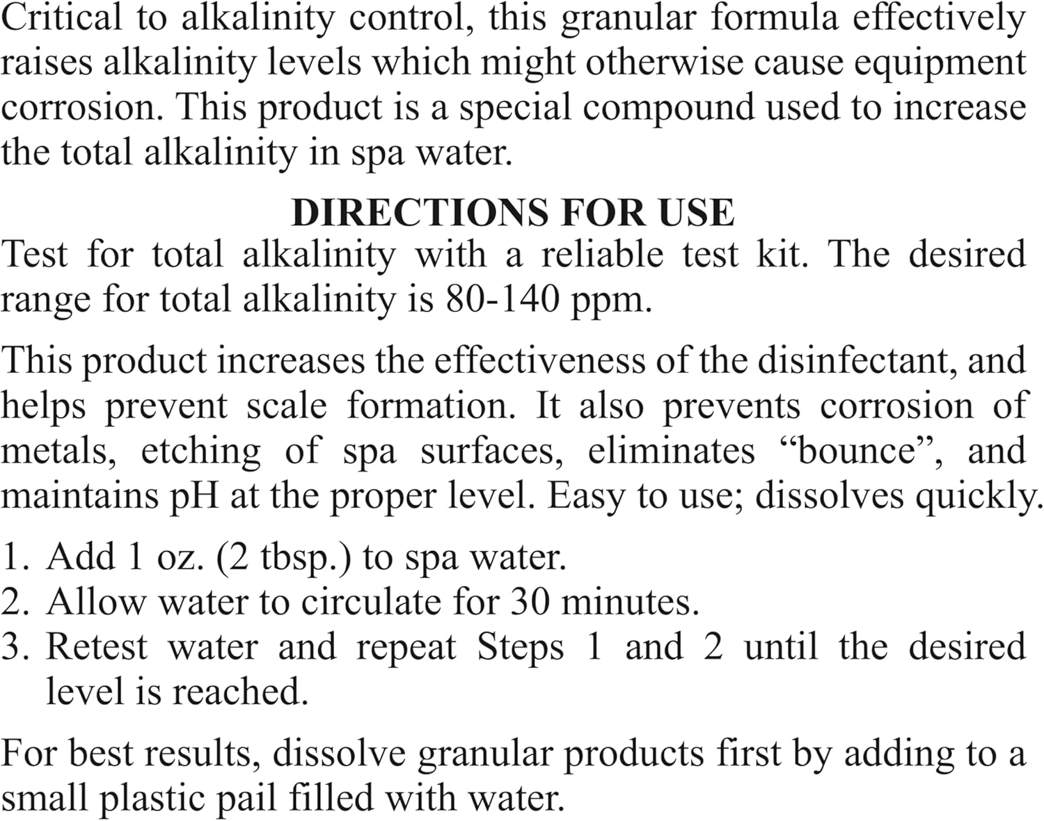 SpaChoice Paquete de 2 libras de alcalinidad premium, aumento de alcalinidad para bañera de hidromasaje, 100% bicarbonato de sodio, fabricado en