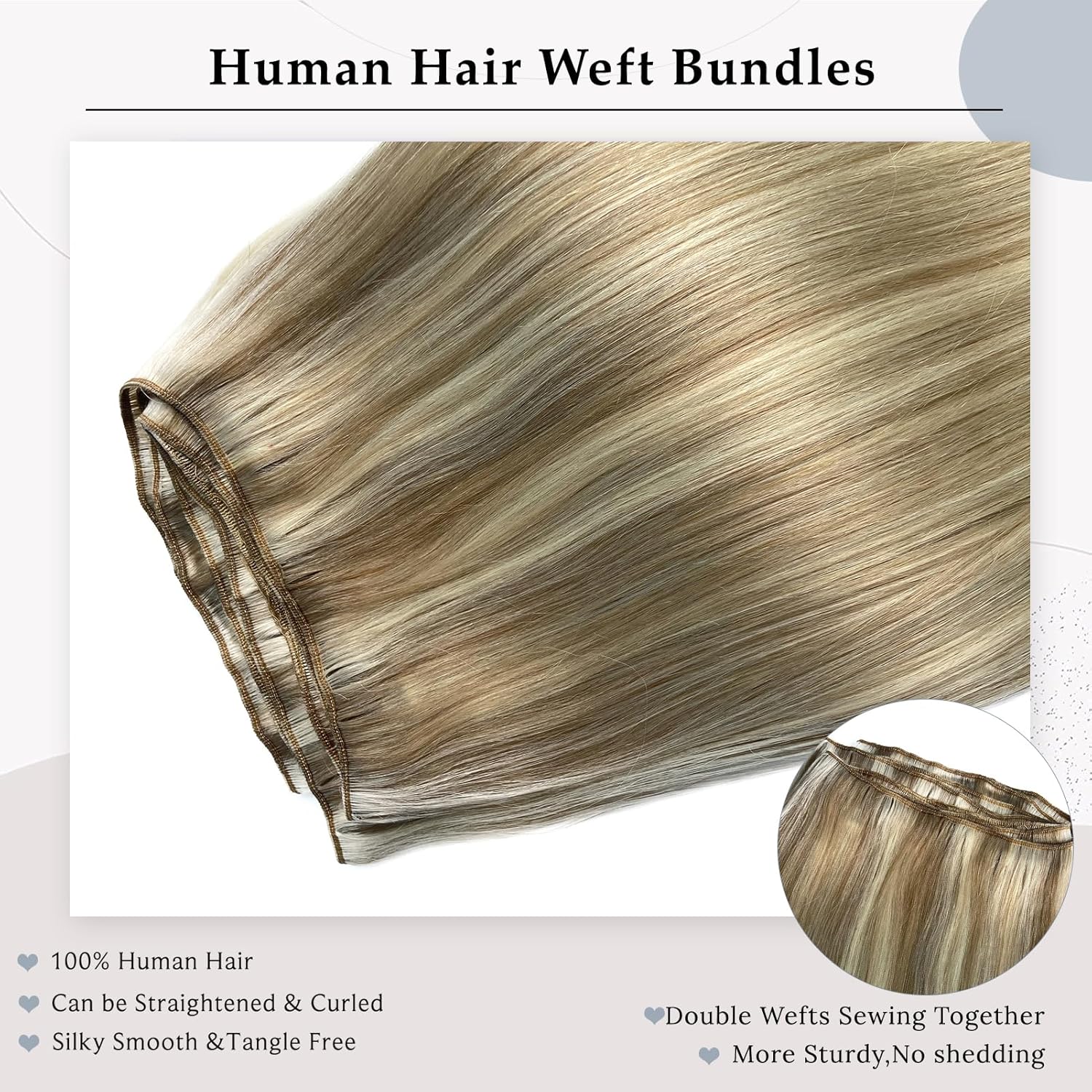 Extensiones de cabello humano real, 20 pulgadas, 3.53 oz, extensiones de cabello humano con balayage rubio ceniza a rubio, atadas a mano,