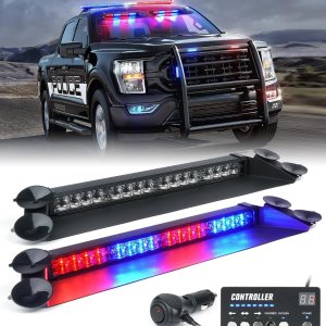 LUMENIX Barra de luces estroboscópicas LED de emergencia con controlador para parabrisas de advertencia de seguridad, advertencia de tráfico, luz LUMENIX Barra de luces estroboscópicas LED de emergencia con controlador para parabrisas de advertencia de seguridad, advertencia de tráfico, luz