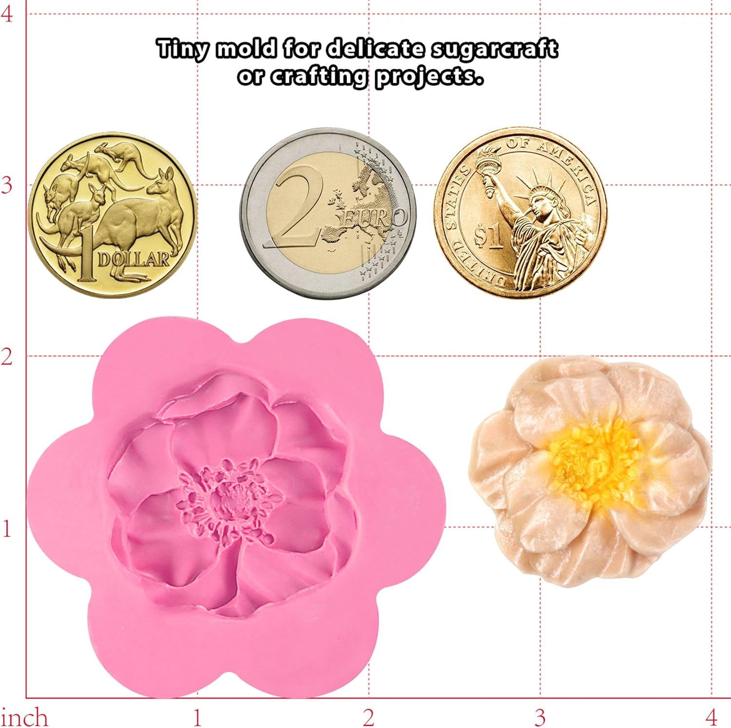 Funshowcase Molde de silicona para fondant de flores para decoración de pasteles de azúcar, decoración de magdalenas, arcilla polimérica, cera de