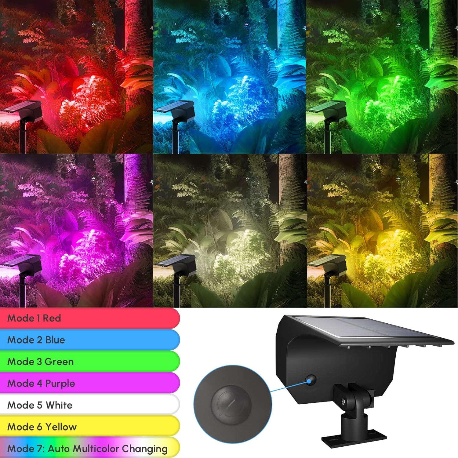Luces solares impermeables, 7 modos, luces solares de Navidad, 29 LED, coloridos focos solares para jardín, 2 formas de montaje, luces solares para