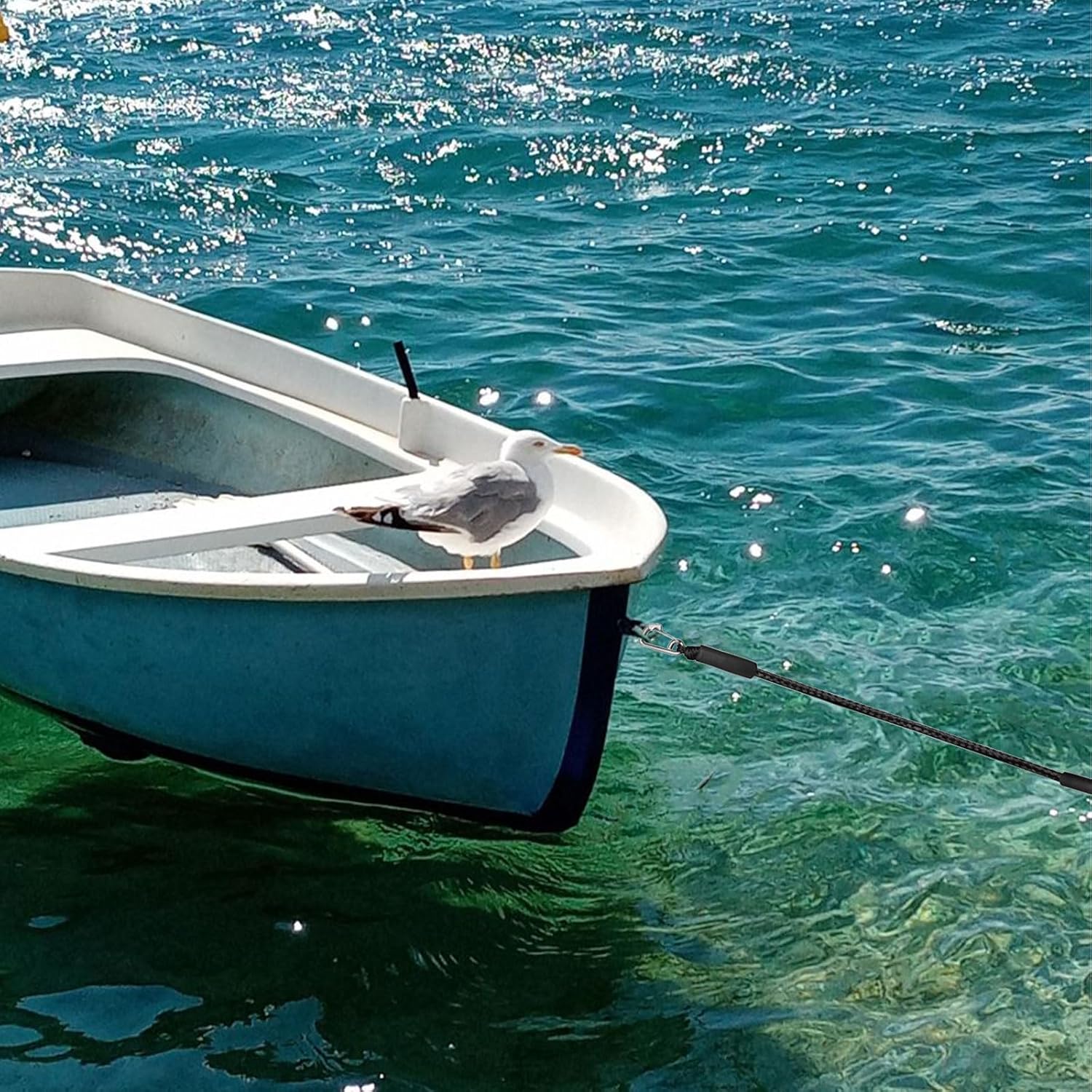 4 líneas de muelle elástico, líneas de muelle elástico de 2 pies con cuerda de amarre de clip inoxidable 316 para acoplamiento para P-W-C, Kay-ak,
