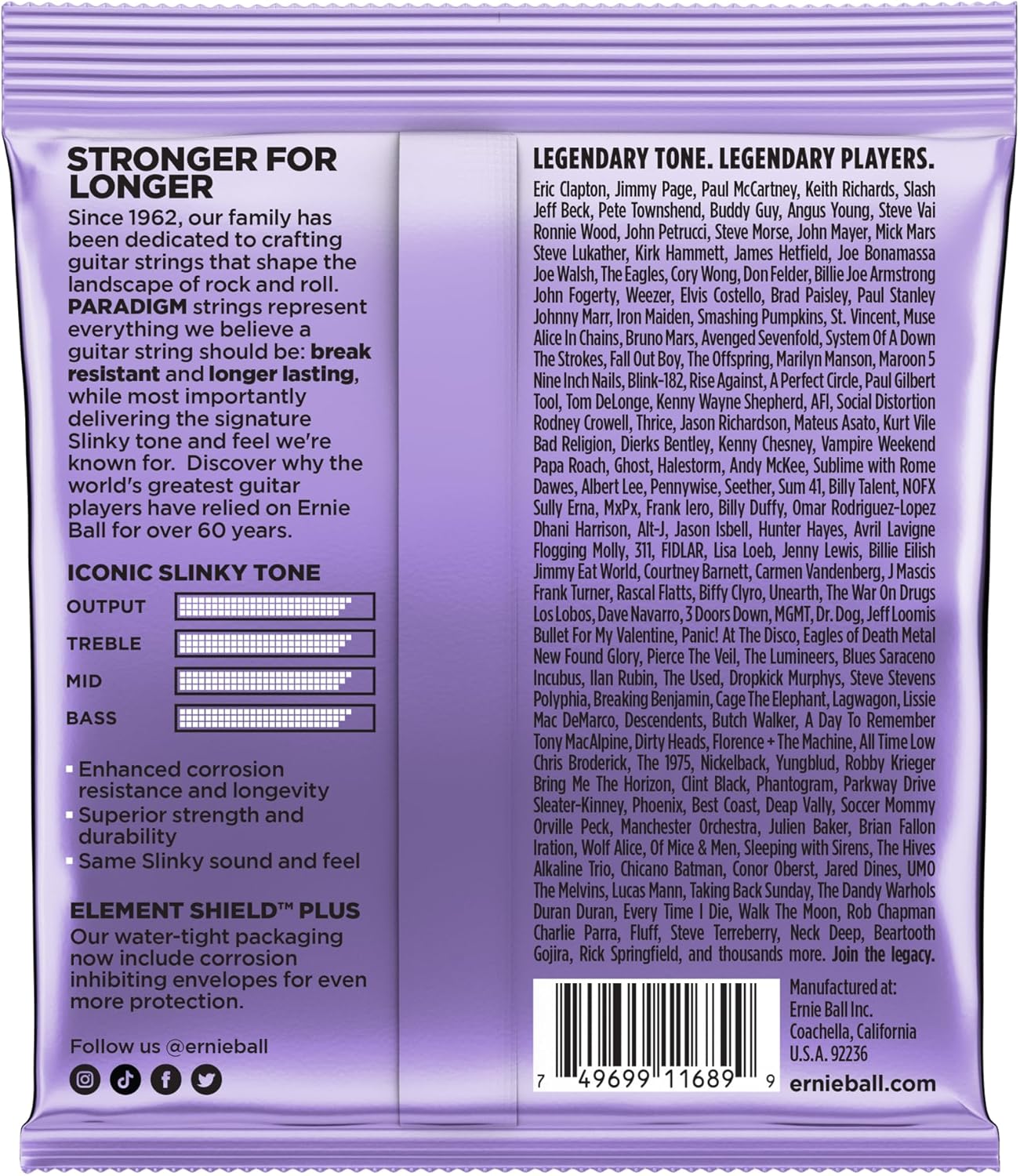 Ernie Ball Cuerdas para guitarra eléctrica Ultra Slinky Paradigm 10-48 (P02017)