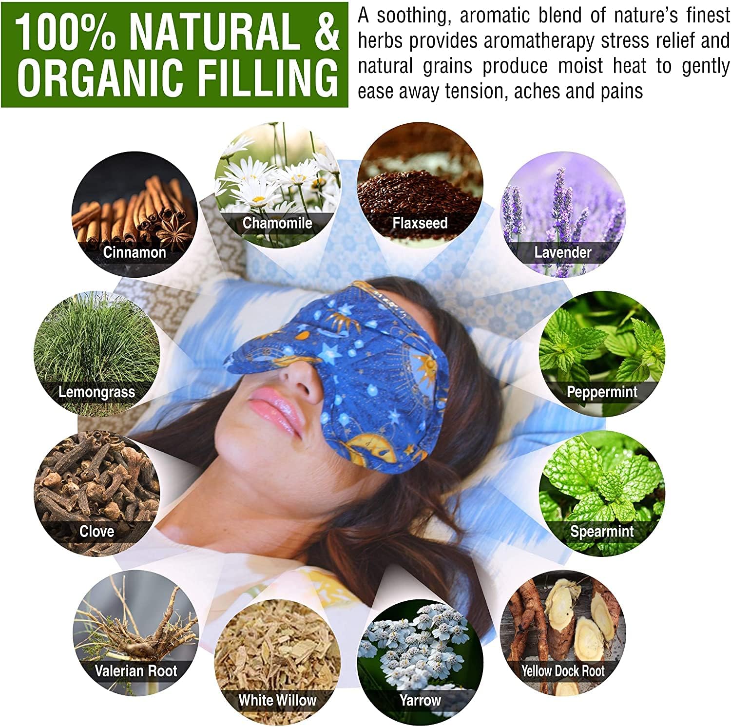 Nature’s Approach Juego de 4 almohadillas térmicas para aromaterapia, con 12 hierbas calmantes, juego de 3 almohadillas térmicas para microondas con