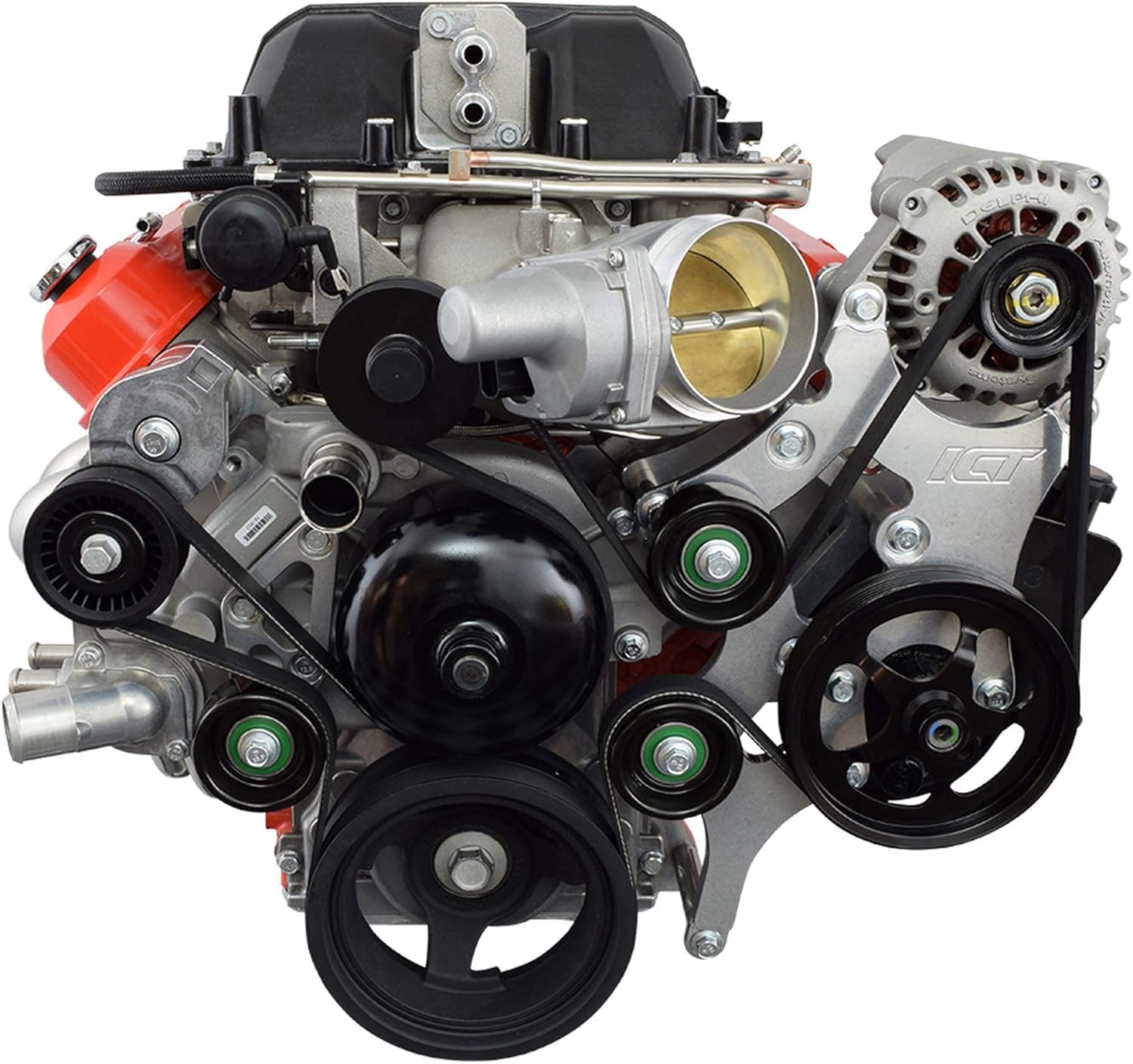 ICT Billet LS Truck LSA Supercharger Swap 6 Rib Alternador y Kit de soporte de dirección asistida 551787A-3