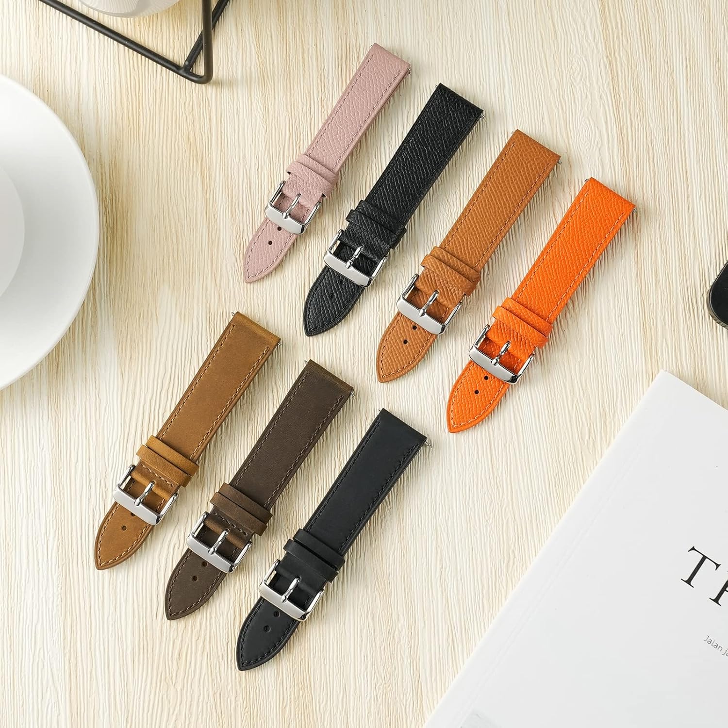 Ritche Correa de reloj de piel de liberación rápida para hombres y mujeres, correa de reloj de 0.709 in, 0.787 in, 0.866 in, compatible con Samsung