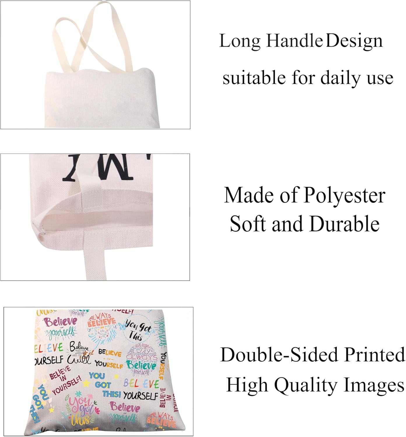 You Got This – Bolsa de lona reutilizable con texto en inglés “You Got This Inspiration” para mujeres y niñas Believe in Yourself