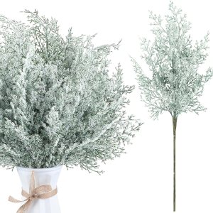 Yinder 12 ramas de pino artificial nevadas de 17 pulgadas esmerilado de cedro sintético en aerosoles de Navidad con tallos de pino, ramitas para Yinder 12 ramas de pino artificial nevadas de 17 pulgadas esmerilado de cedro sintético en aerosoles de Navidad con tallos de pino, ramitas para