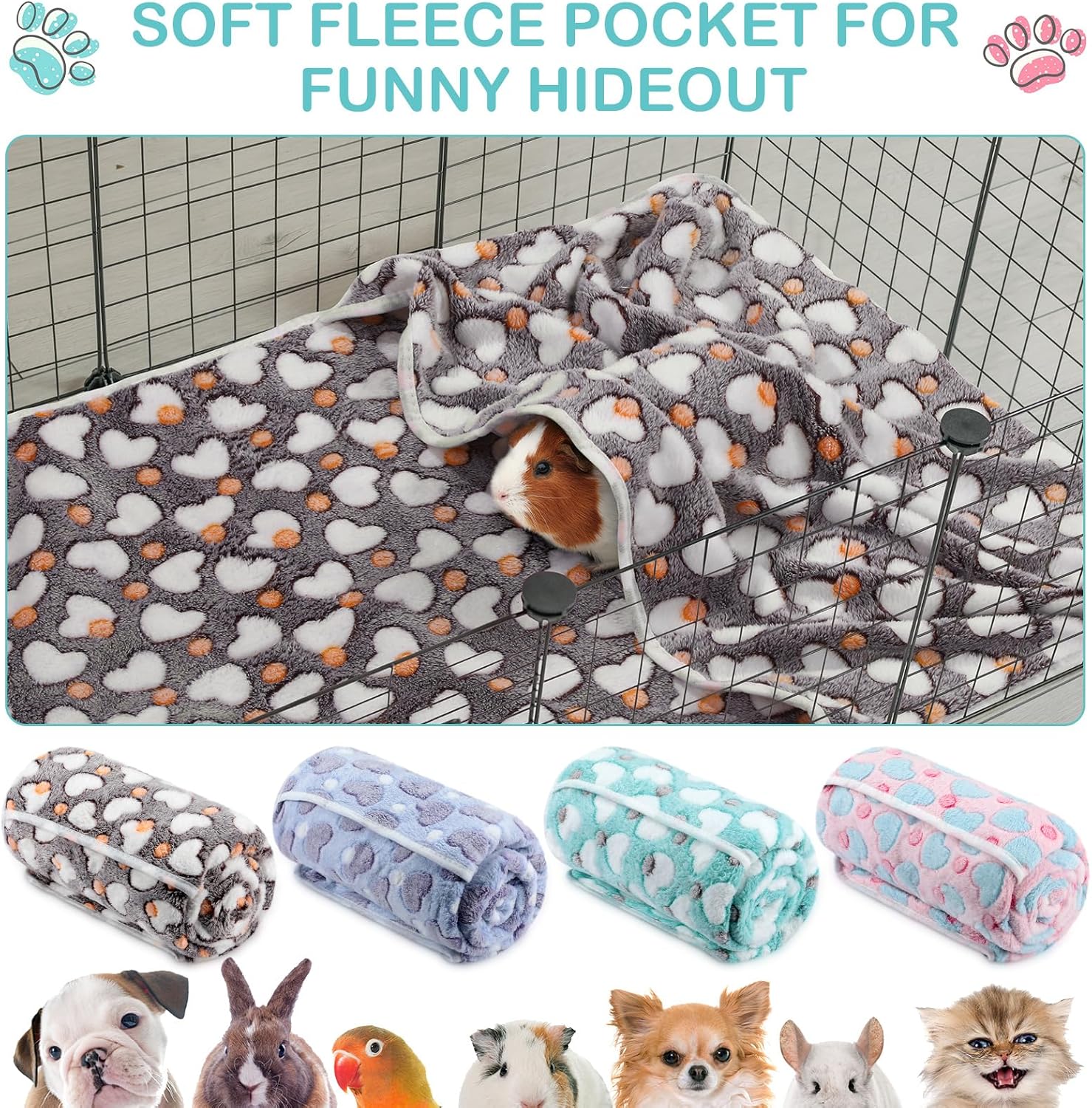 Juego de 4 fundas para cobayas y conejillos de indias para jaula, impermeable, lavable, funda de bolsillo, reutilizable, para orina de animales
