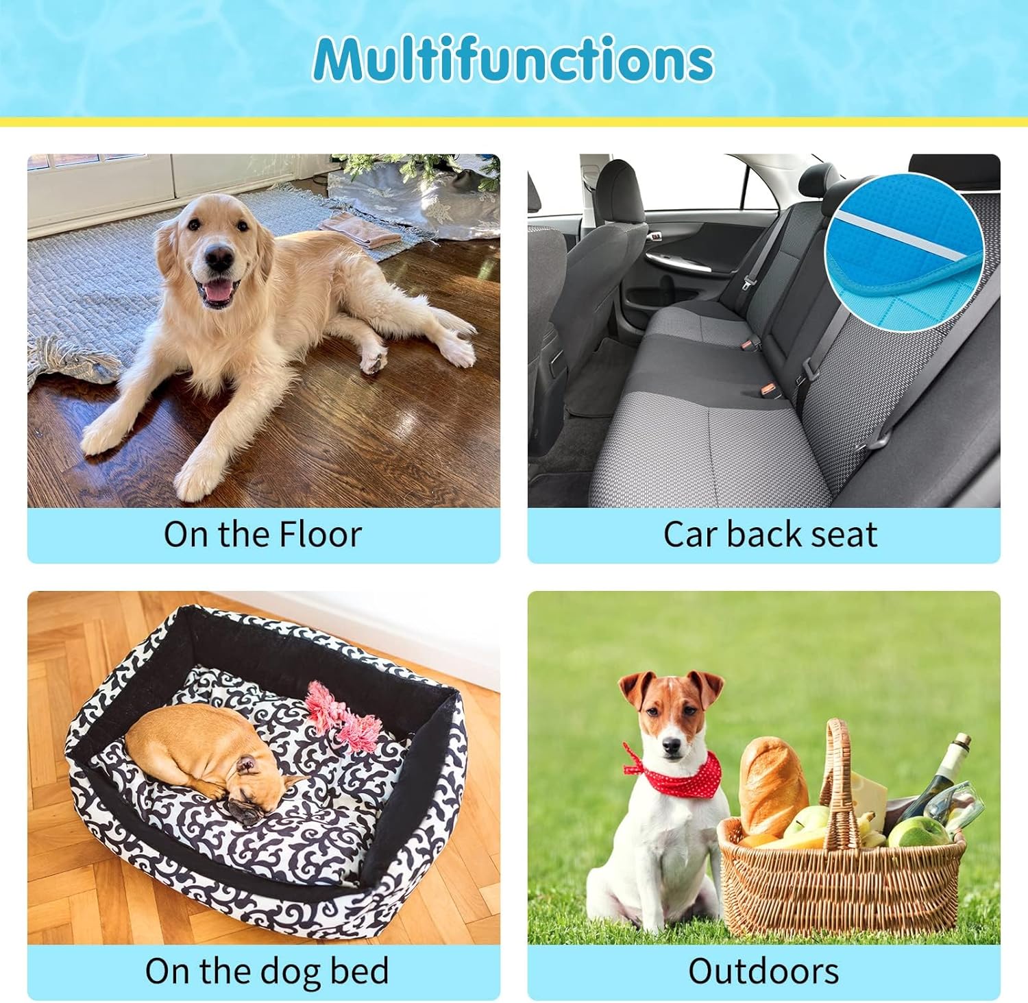 BINGPET Upgrade Self-Cooling Mat for Dogs Extra Large,35″ x 23″ Dog Cooling Mat Summer Pet with Non-Slip Bottom for Dog & Cat,Super Absorbent
