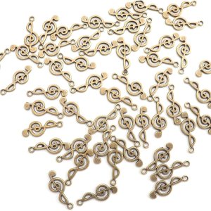 50 piezas de dijes de notas musicales de metal, símbolo de música vintage, elegante, elegante, instrumento, cuentas colgantes para manualidades, 50 piezas de dijes de notas musicales de metal, símbolo de música vintage, elegante, elegante, instrumento, cuentas colgantes para manualidades,