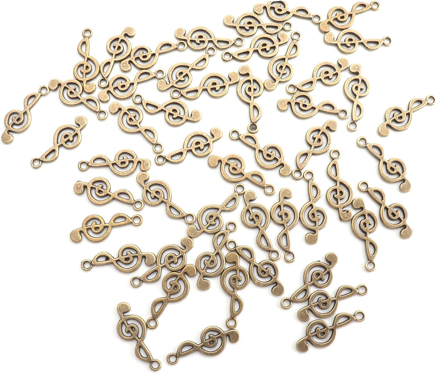 50 piezas de dijes de notas musicales de metal, símbolo de música vintage, elegante, elegante, instrumento, cuentas colgantes para manualidades,