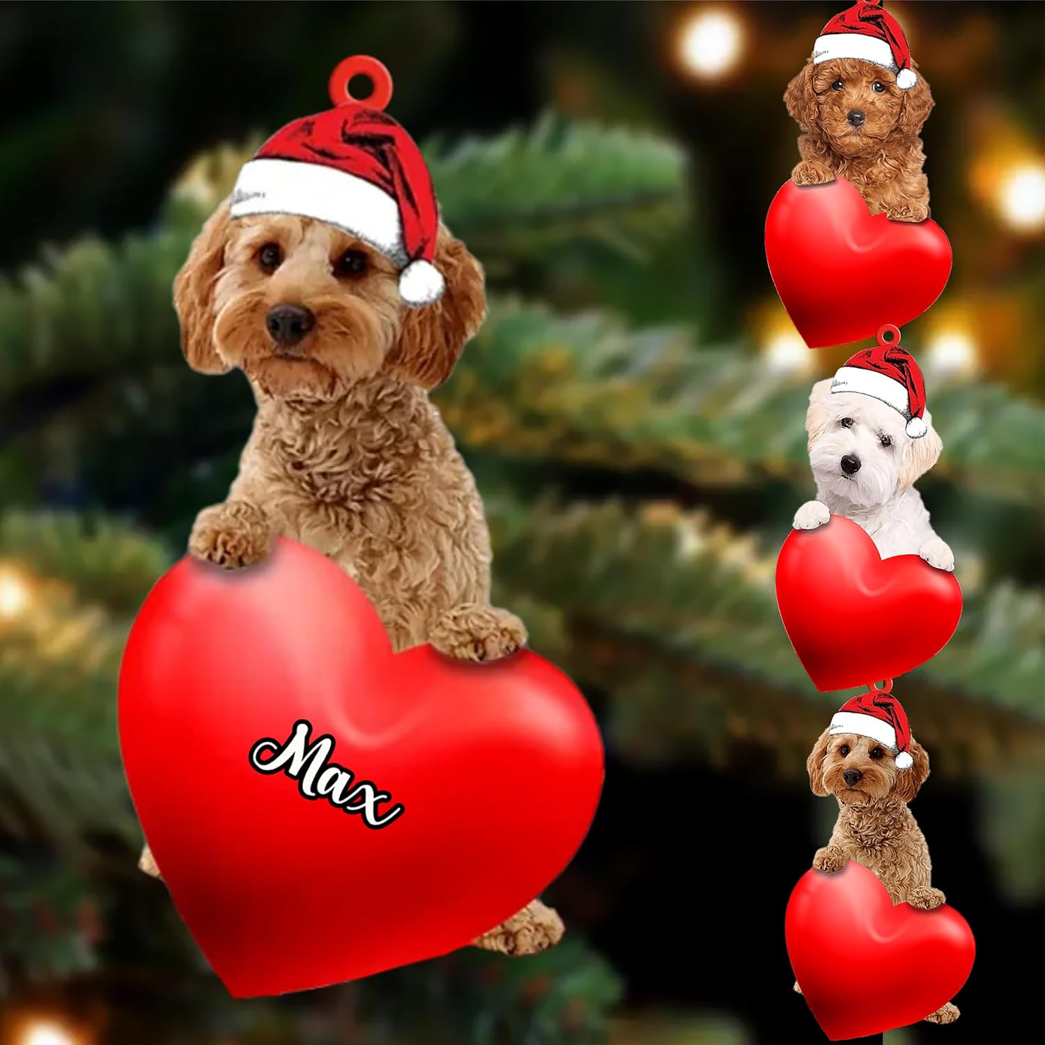 Adorno de Cockapoo, adorno personalizado de razas de perro 3D de 2 capas, adorno personalizado para perro, amante de los perros de Navidad, regalo