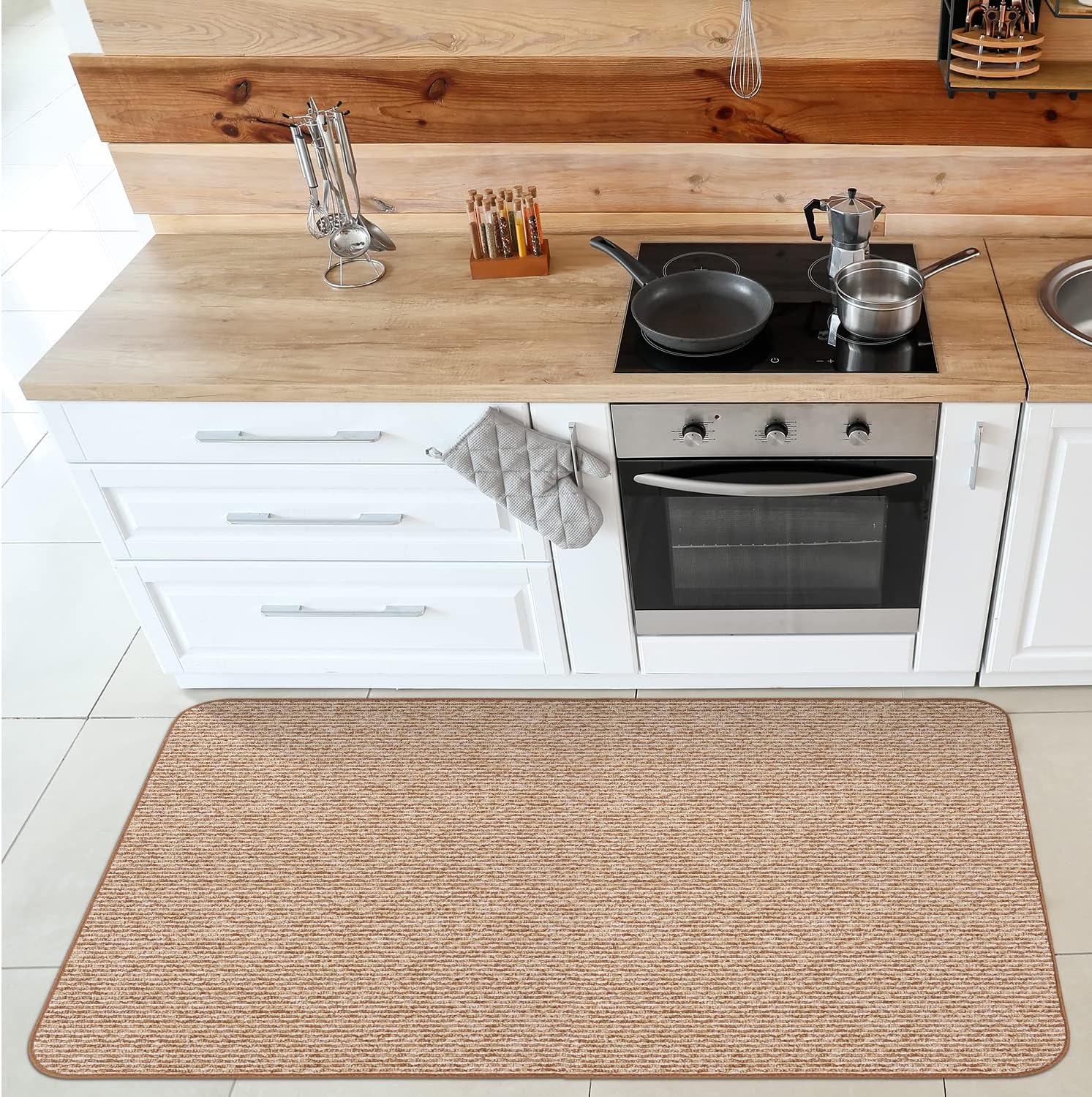 House, Home and More Alfombra antideslizante para interiores, color marrón praliné, 3 pies x 5 pies