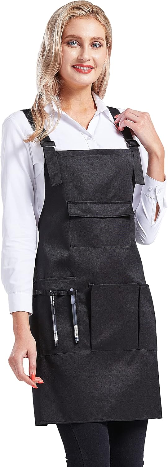 Nanxson Delantal ajustable para mujer, delantal de trabajo profesional con bolsillos para herramientas CF3010