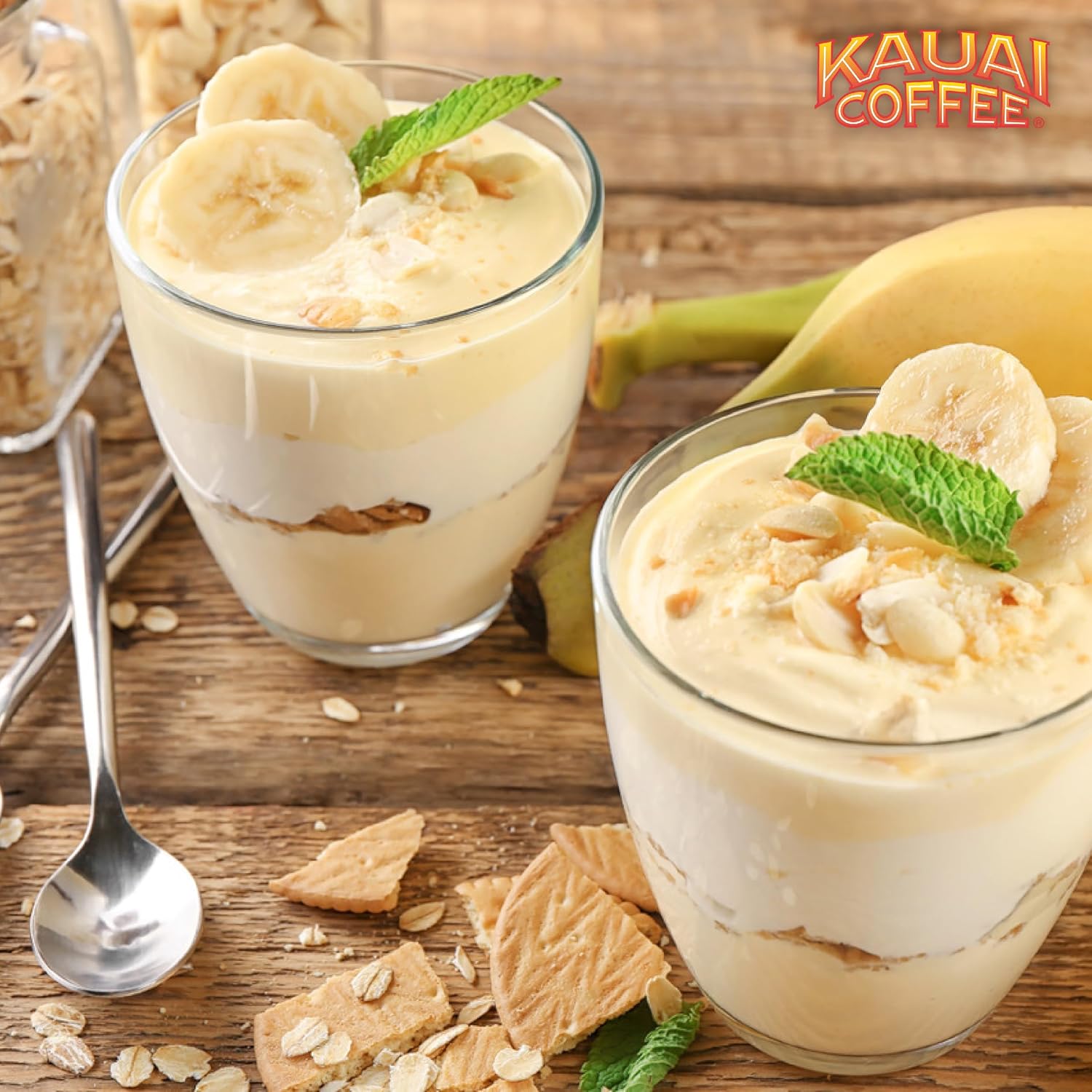 Kauai Coffee Cápsulas de una sola porción, crema de plátano, café arábica del cultivador de café más grande de Hawái, compatible con cafeteras