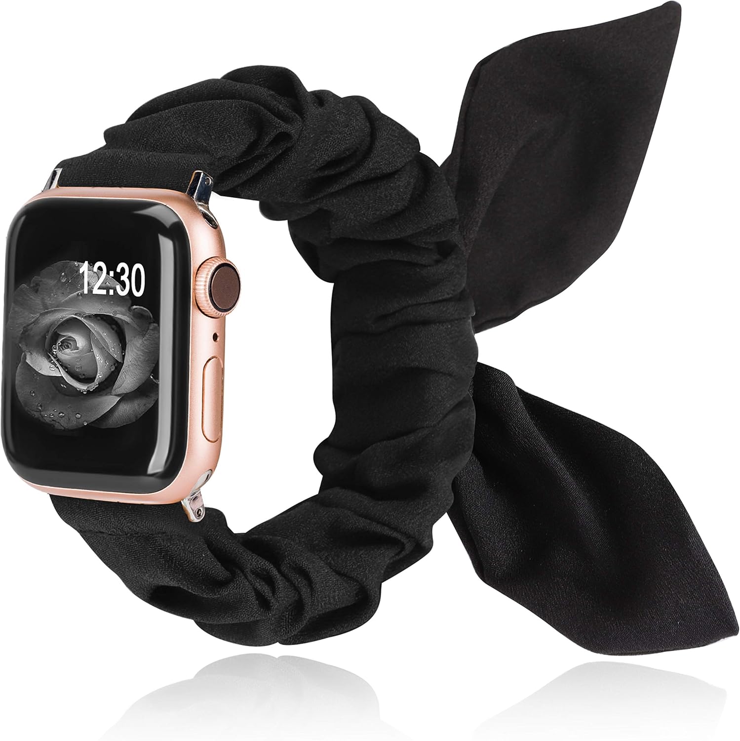 Brazalete Toyouths banda elástica para Apple Watch de 1.5 y 1.6 pulgadas, con lazo de mariposa, color dorado, rosa, para iWatch series 5, 4, 3, 2,