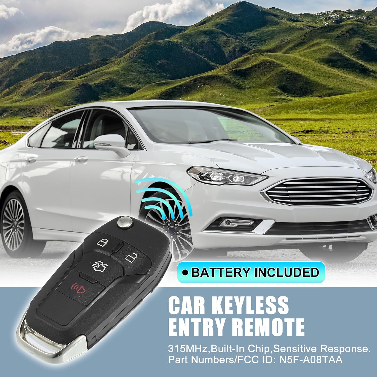 X AUTOHAUX 2 unids 315 MHz N5F-A08TAA reemplazo inteligente de proximidad sin llave llave remoto llavero para Ford Fusion 2013 2014 2015 2016 4