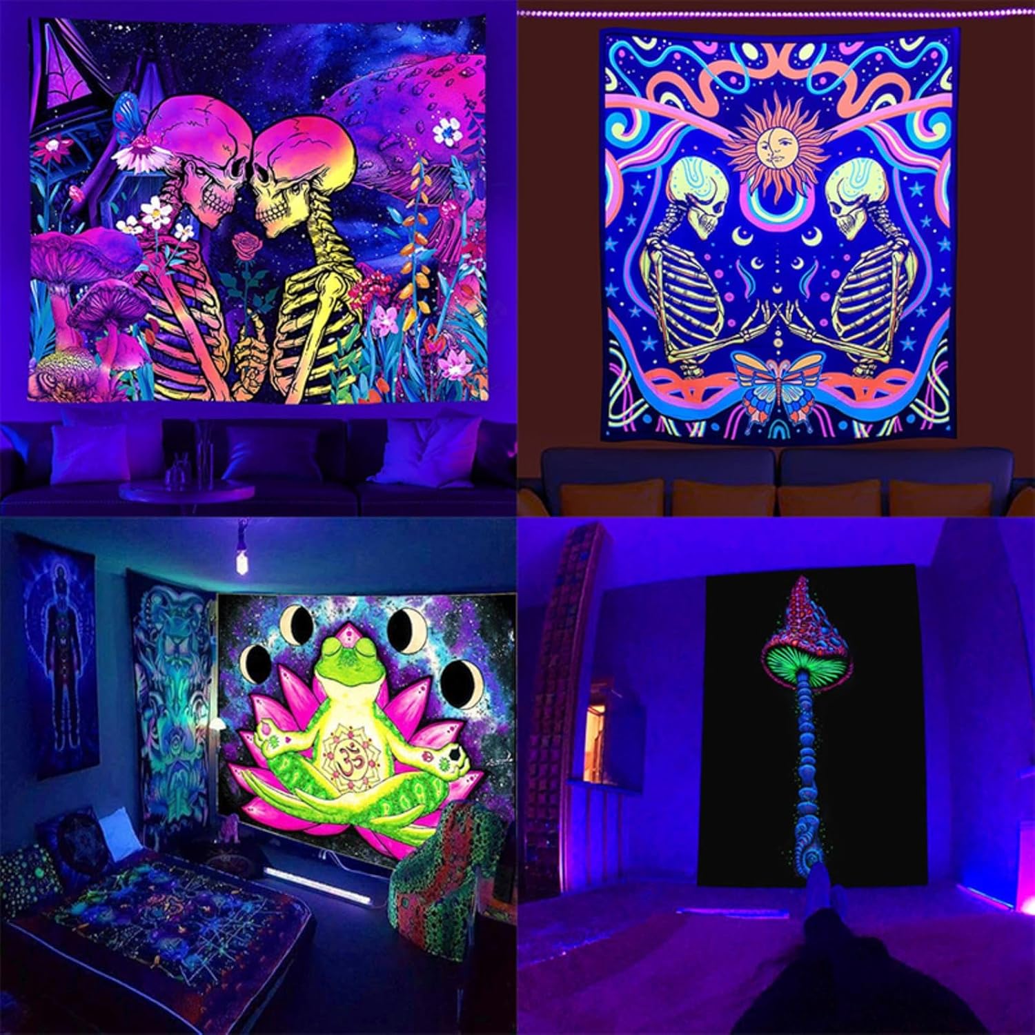 BatwhO Fluorescentes de luz de tapiz de fondo de tela tapizada, casa tapiz de fiesta de tela de la pared sala de estar sofá tapiz de fondo (70.86 x