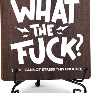 Decoración rústica para el hogar, con texto en inglés “What (And I Cannot Stress This Enough) the F*ck” – Letrero de madera inspirador para Decoración rústica para el hogar, con texto en inglés “What (And I Cannot Stress This Enough) the F*ck” – Letrero de madera inspirador para