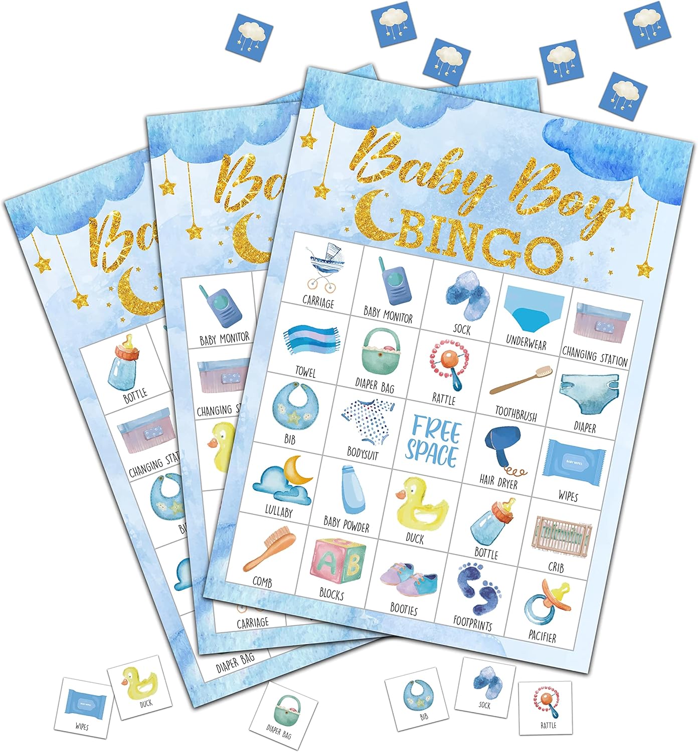 Juegos de bingo para baby shower, tarjetas de bingo para baby shower, juegos de baby shower, juegos de revelación de género, actividad interior al