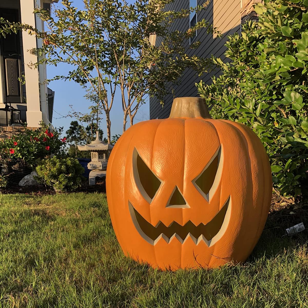Farol de calabaza Jack O iluminado de Halloween para decoración de interiores y exteriores, farol de calabaza preiluminado con cable certificado ETL