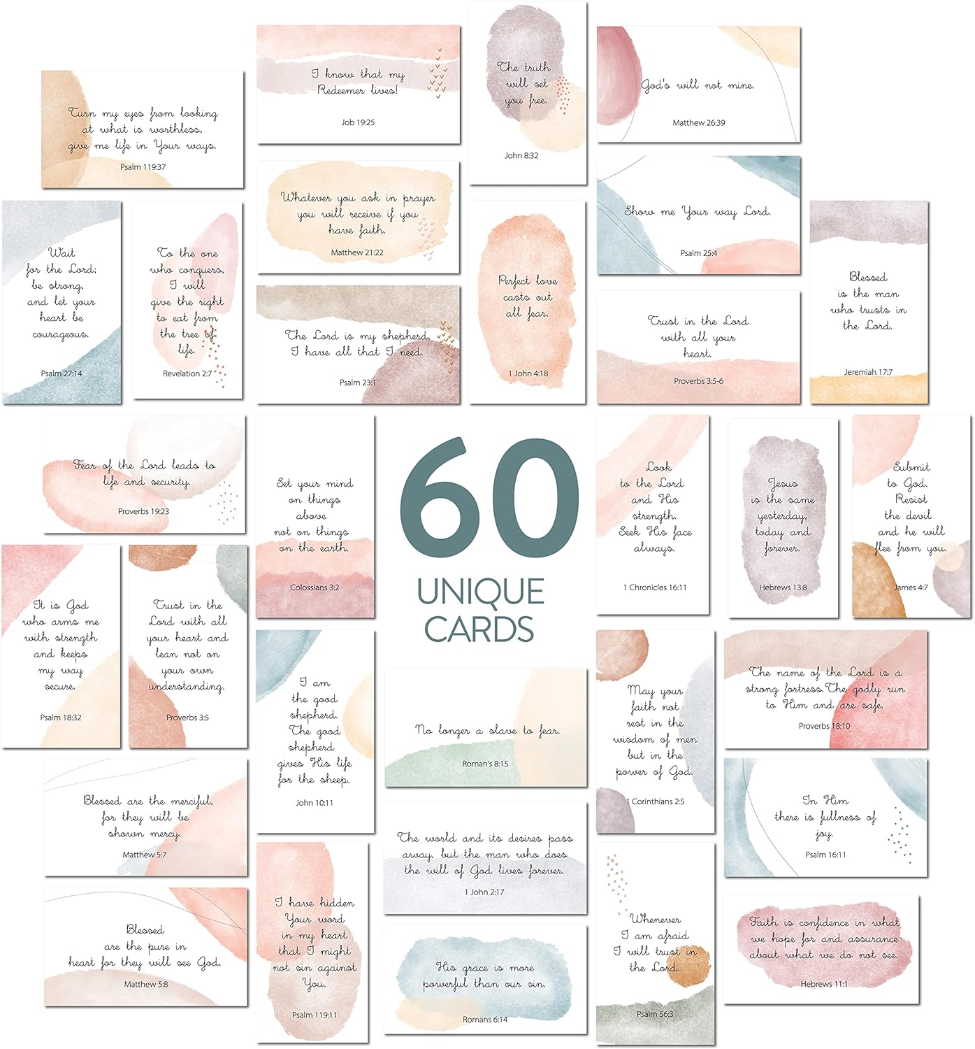 DIVERSEBEE Tarjetas de oración inspiradoras, 60 versículos bíblicos únicos, surtidos, mini escritura de motivación, regalos cristianos
