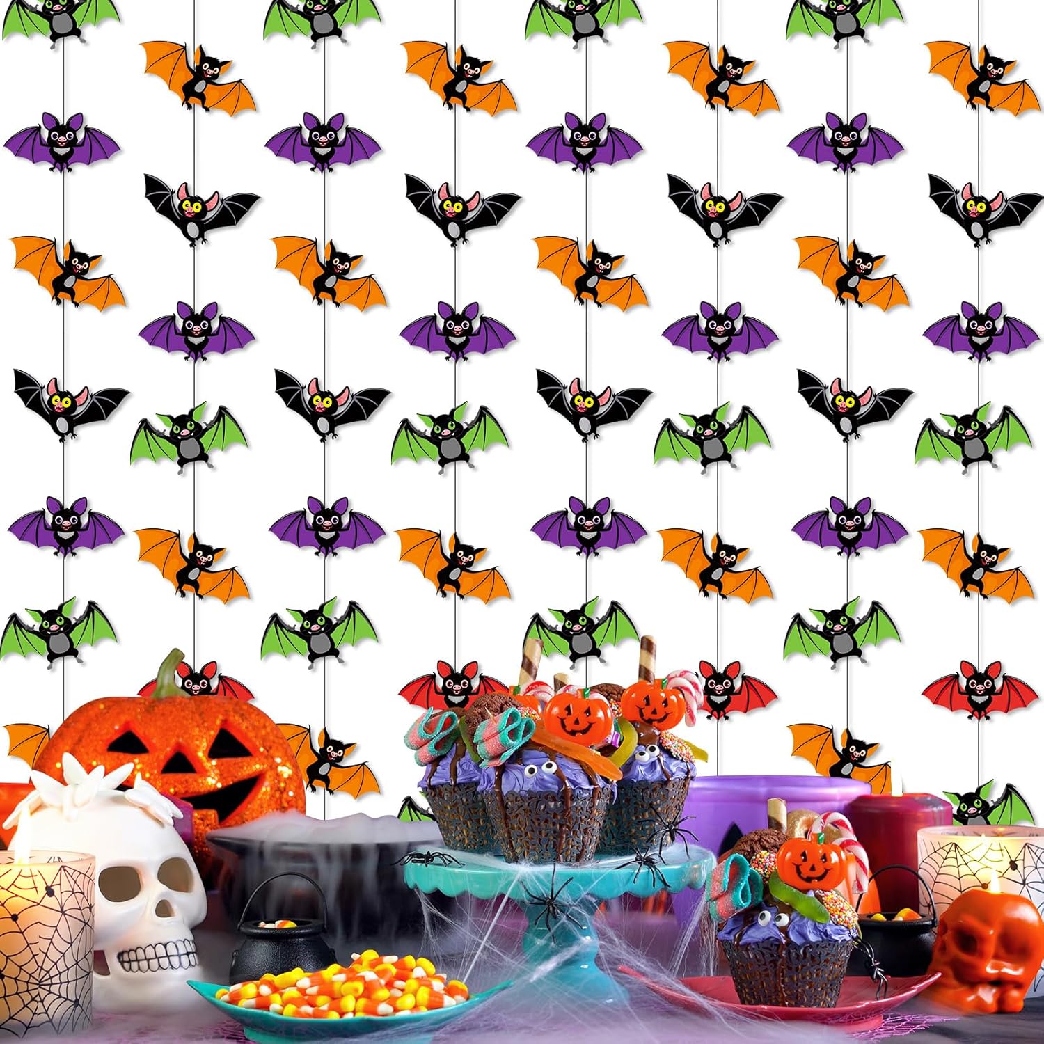 Guirnalda de Halloween 8 piezas de decoración de Halloween de papel colgante de remolinos de Halloween guirnalda colgante de serpentina decoraciones