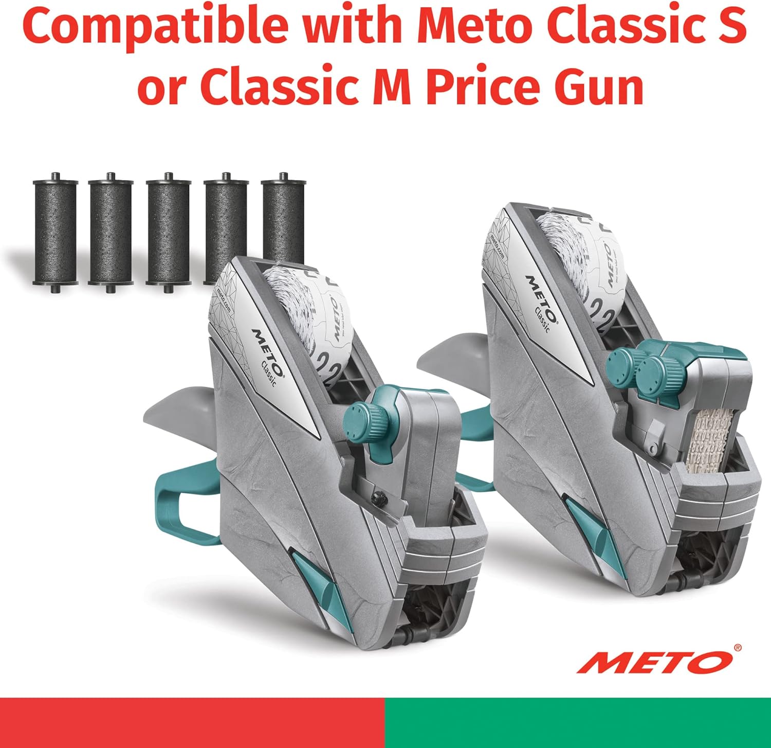 AVERY Meto – Rollos de tinta para pistolas Meto Classic S y Meto Classic M, tinta negra, para etiquetas de 0.47 x 1.02 pulgadas, 5 en total (88302)