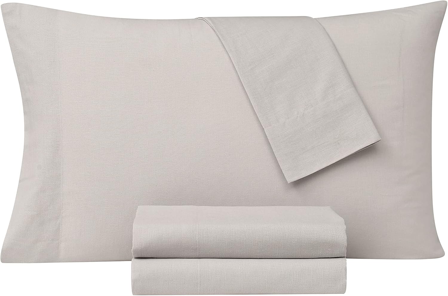 FRYE Juego de sábanas y fundas de almohada tamaño King de 3 piezas, secado rápido, mezcla de lino y algodón transpirable, color gris