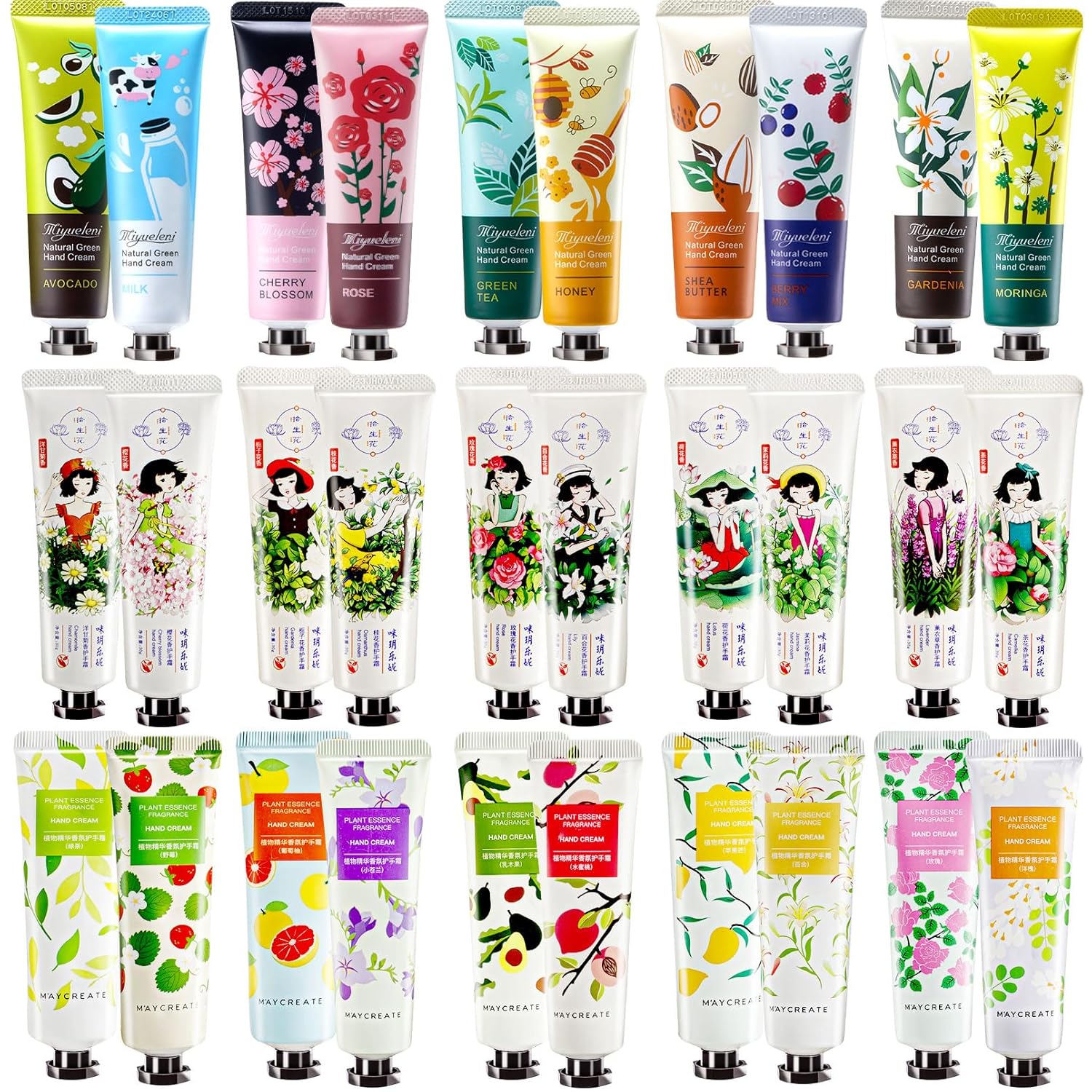 Paquete de 30 cremas de manos de regalo, loción natural de manos con fragancia vegetal para manos secas y agrietadas, crema hidratante para el