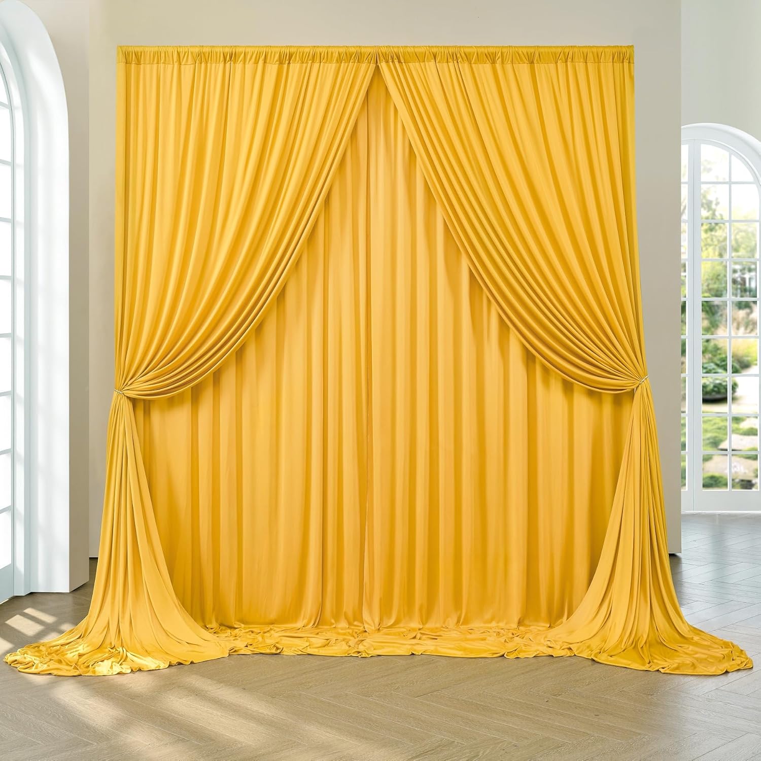Paneles de cortina de fondo amarillo sin arrugas, de 10 x 10 pies, cortinas de fondo amarillo de poliéster, suministros de decoración del hogar para