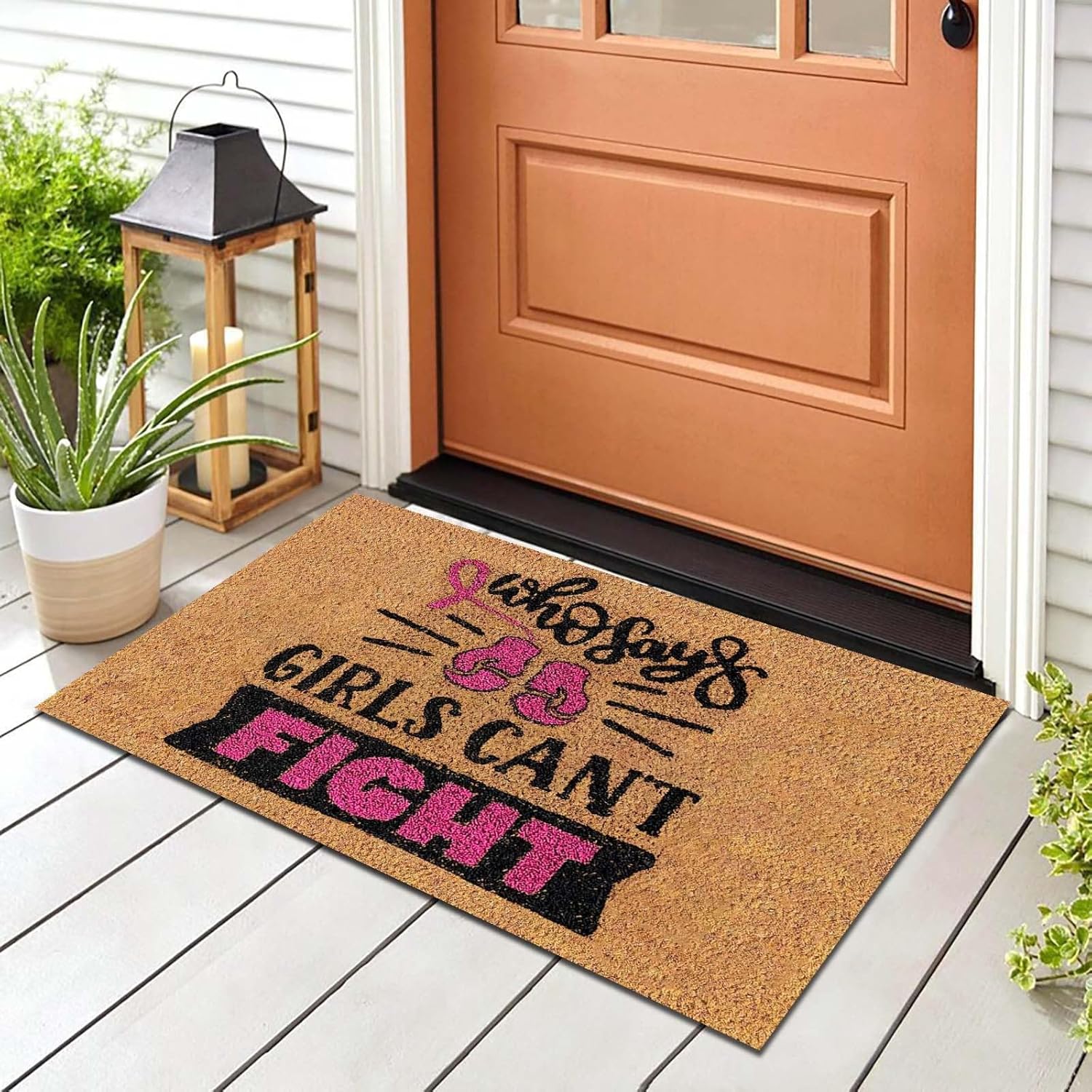 Felpudos de 24 x 16 pulgadas, diseño de cinta rosa para concientización sobre el cáncer de mama, para mujeres, jóvenes, niñas, regalos para