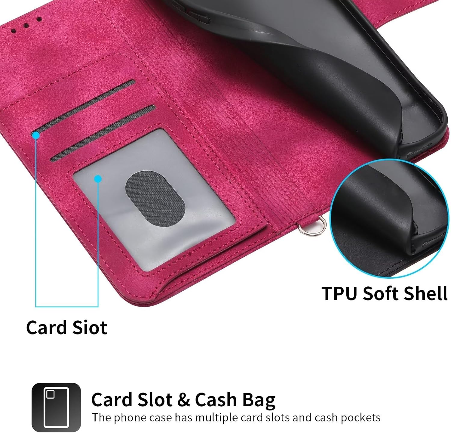 Funda tipo cartera para Vivo Y21Vivo Y33sVivo Y21s, cordón corto y cordón de correa para Vivo Y21Vivo Y33sVivo Y21s, funda de piel sintética