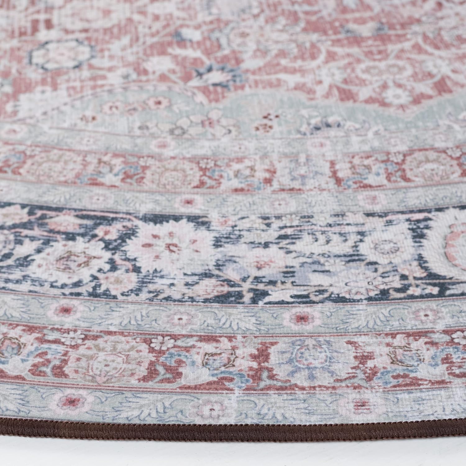 SAFAVIEH Tucson Collection – Alfombra redonda de 6 pies, diseño de medallón persa, no desprende pelusa, lavable a máquina y antideslizante, ideal